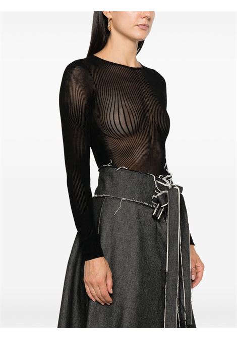 body morphing pinstripes donna nero in poliammide JEAN PAUL GAULTIER | 24/31-F-BD055-T570-0000